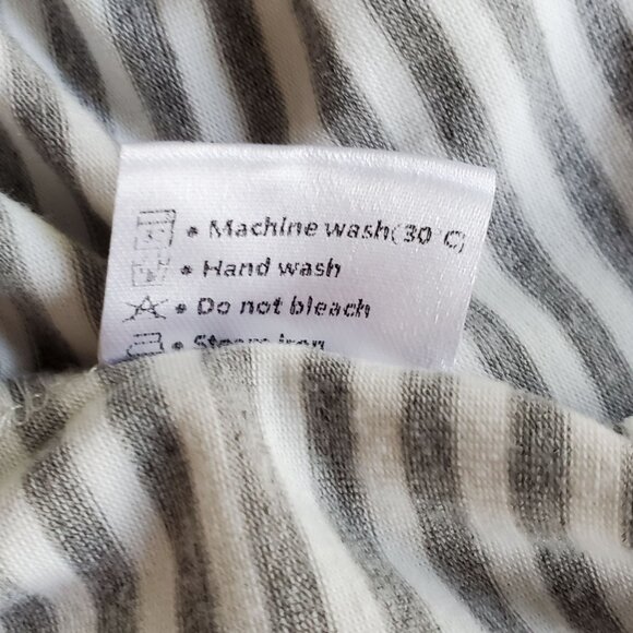 Fashion Sheath Dress Gray & White Striped Soft Casual T Shirt Tie Back Pockets - Picture 11 of 11